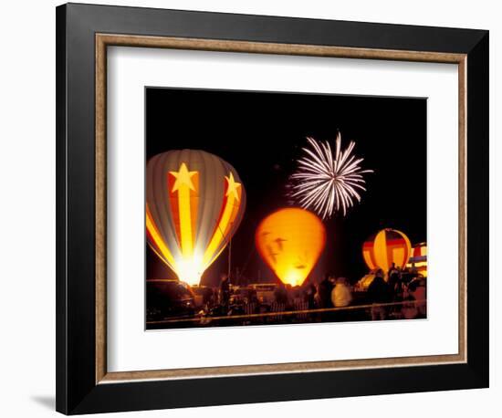 Fireworks During Night Glow Event, 30th Annual Walla Walla Hot Air Balloon Stampede, Washington-Brent Bergherm-Framed Photographic Print