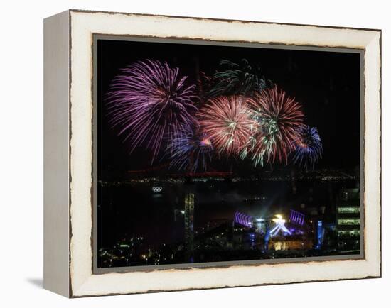 Fireworks Explode after the Cauldron Was Lit at the Vancouver 2010 Olympics-null-Framed Premier Image Canvas