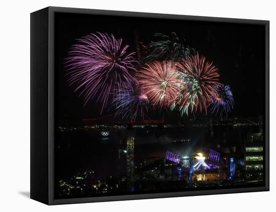 Fireworks Explode after the Cauldron Was Lit at the Vancouver 2010 Olympics-null-Framed Premier Image Canvas