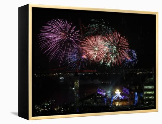 Fireworks Explode after the Cauldron Was Lit at the Vancouver 2010 Olympics-null-Framed Premier Image Canvas