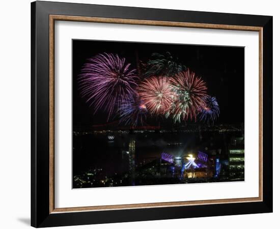 Fireworks Explode after the Cauldron Was Lit at the Vancouver 2010 Olympics-null-Framed Photographic Print