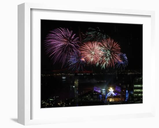 Fireworks Explode after the Cauldron Was Lit at the Vancouver 2010 Olympics-null-Framed Photographic Print