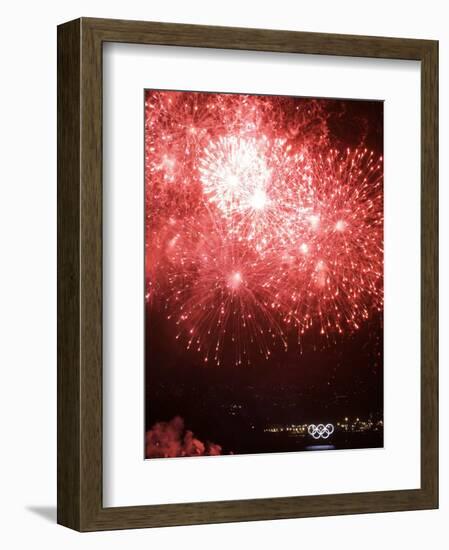 Fireworks Explode During the Opening Ceremony of the Vancouver 2010 Olympics-null-Framed Photographic Print