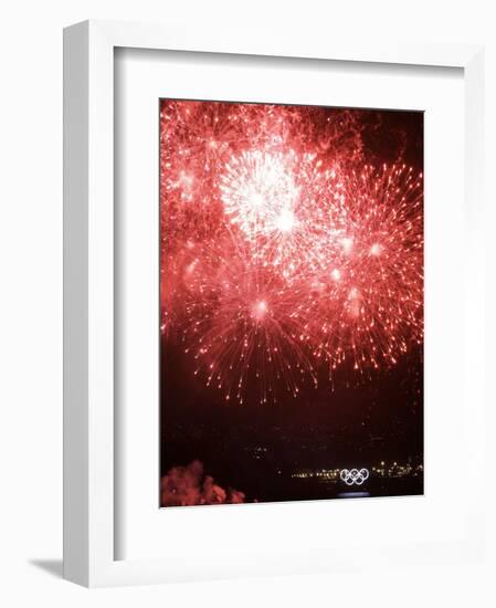 Fireworks Explode During the Opening Ceremony of the Vancouver 2010 Olympics-null-Framed Photographic Print