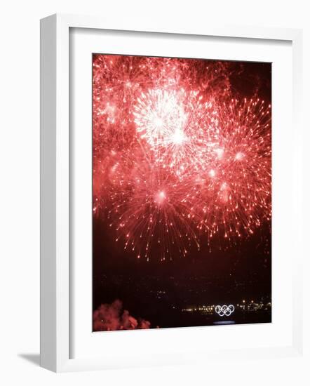 Fireworks Explode During the Opening Ceremony of the Vancouver 2010 Olympics-null-Framed Photographic Print