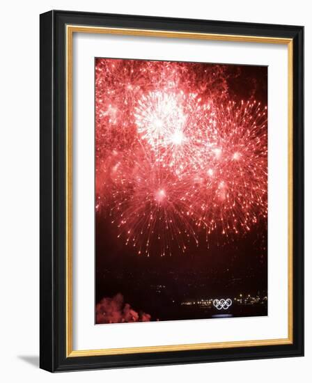 Fireworks Explode During the Opening Ceremony of the Vancouver 2010 Olympics-null-Framed Photographic Print