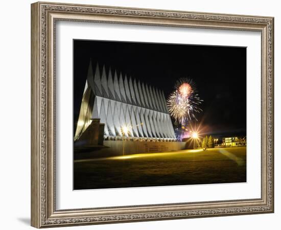 Fireworks Explode Over the Air Force Academy Cadet Chapel-Stocktrek Images-Framed Photographic Print