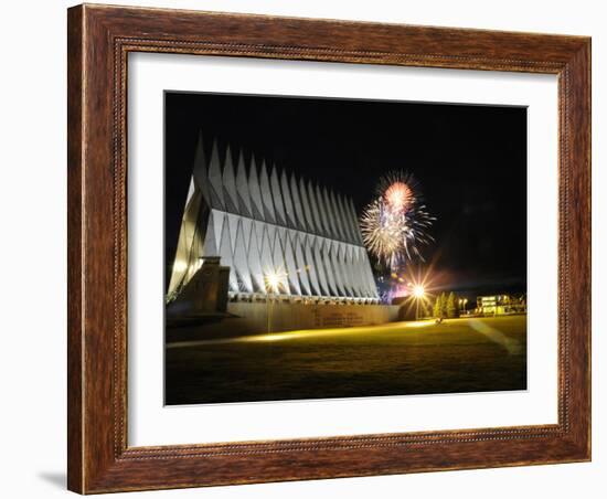 Fireworks Explode Over the Air Force Academy Cadet Chapel-Stocktrek Images-Framed Photographic Print