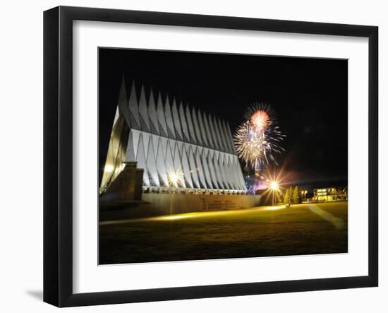 Fireworks Explode Over the Air Force Academy Cadet Chapel-Stocktrek Images-Framed Photographic Print