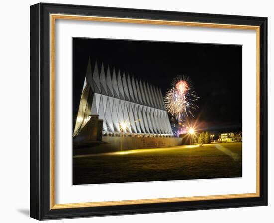 Fireworks Explode Over the Air Force Academy Cadet Chapel-Stocktrek Images-Framed Photographic Print