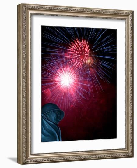 Fireworks Explode Over the Korean War Veterans Memorial-null-Framed Photographic Print