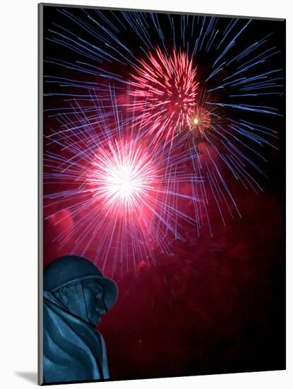 Fireworks Explode Over the Korean War Veterans Memorial-null-Mounted Photographic Print