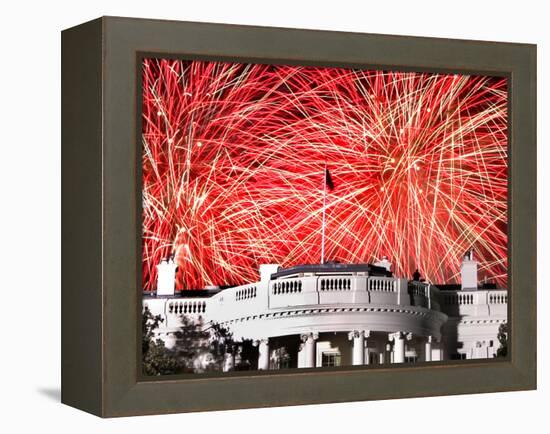 Fireworks Explode Over the White House-null-Framed Premier Image Canvas