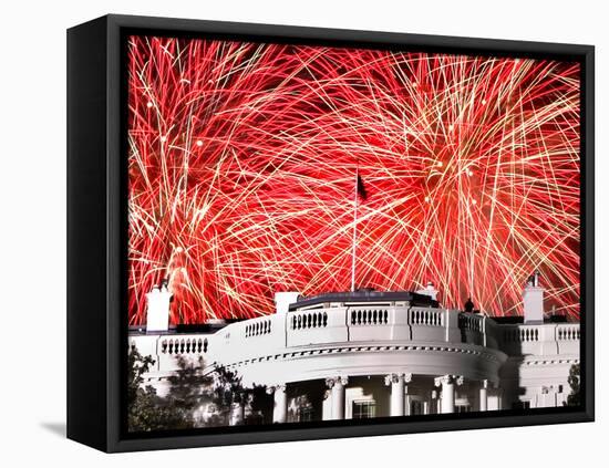 Fireworks Explode Over the White House-null-Framed Premier Image Canvas