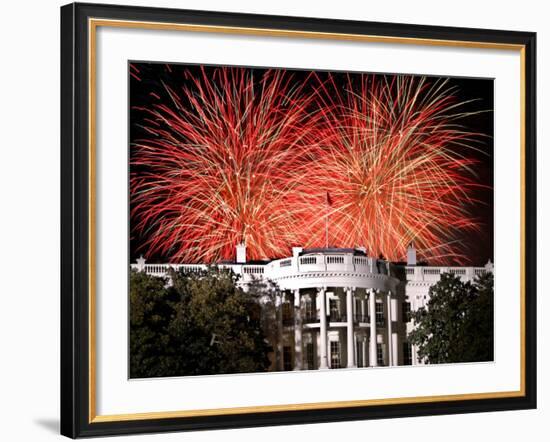Fireworks Explode Over the White House-null-Framed Photographic Print
