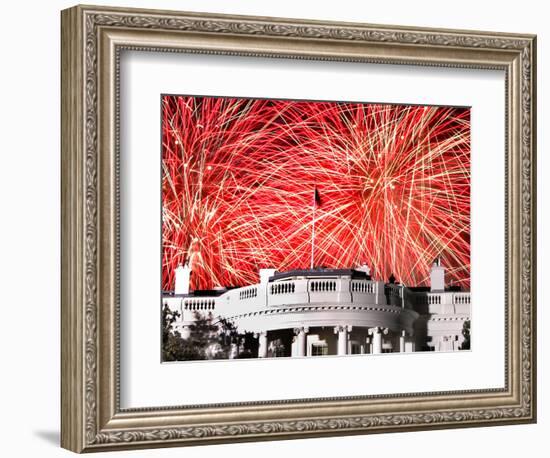 Fireworks Explode Over the White House-null-Framed Photographic Print