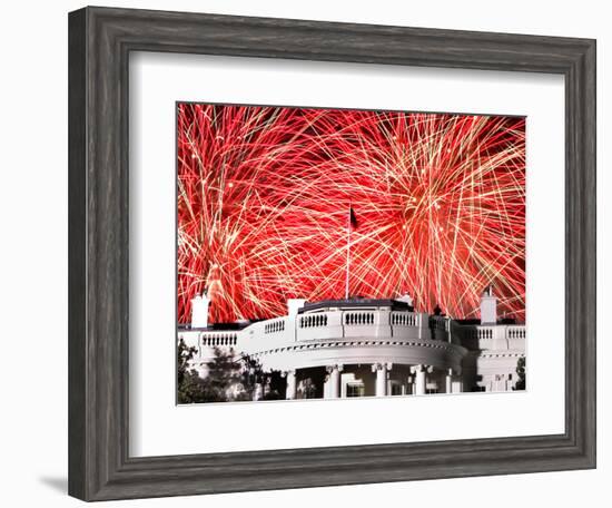 Fireworks Explode Over the White House-null-Framed Photographic Print