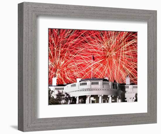 Fireworks Explode Over the White House-null-Framed Photographic Print