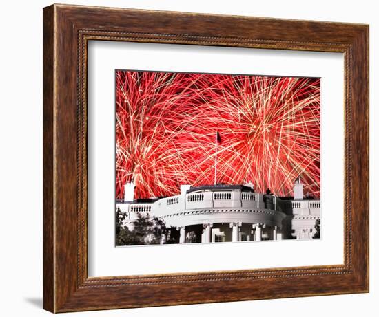 Fireworks Explode Over the White House-null-Framed Photographic Print