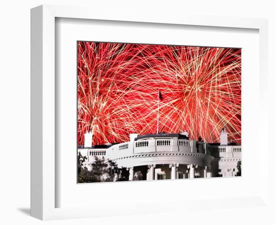 Fireworks Explode Over the White House-null-Framed Photographic Print