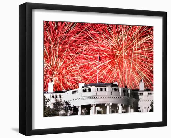 Fireworks Explode Over the White House-null-Framed Photographic Print