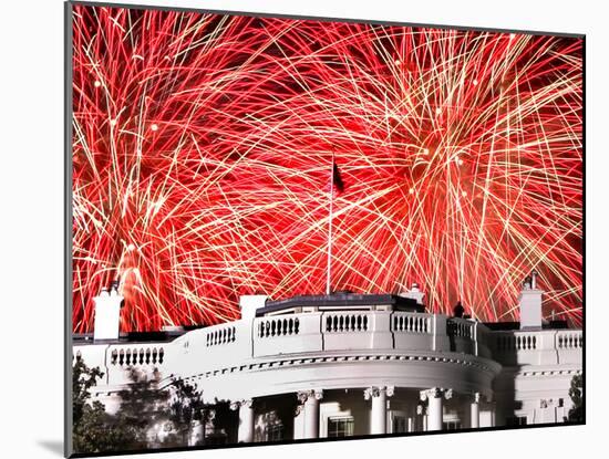 Fireworks Explode Over the White House-null-Mounted Photographic Print