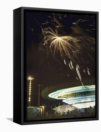 Fireworks Exploding over Iowa State Fair-John Dominis-Framed Premier Image Canvas