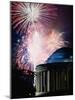 Fireworks Exploding Over Jefferson Memorial, Washington Dc, USA-Johnson Dennis-Mounted Photographic Print