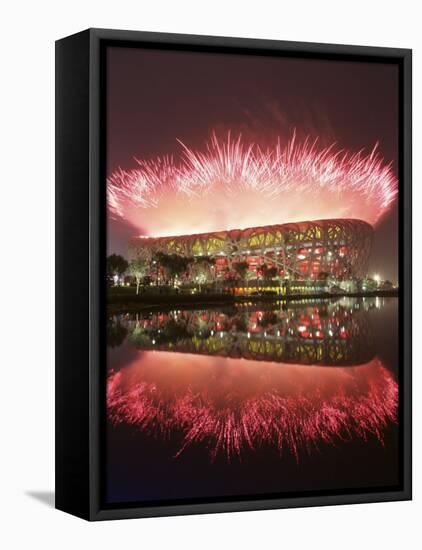 Fireworks Explods over National Stadium During the Opening Ceremony of Beijing 2008 Olympics-null-Framed Premier Image Canvas