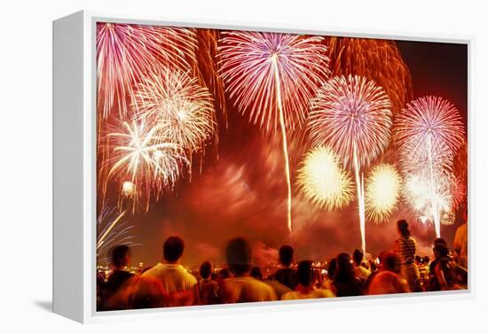 Fireworks for Fourth of July Celebrations, New York City, USA-Ali Kabas-Framed Premier Image Canvas