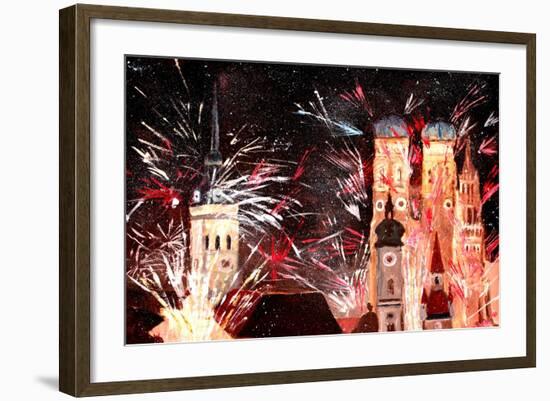 Fireworks in Munich-Markus Bleichner-Framed Art Print