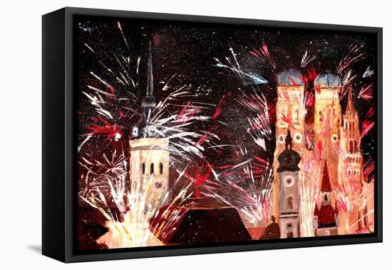 Fireworks in Munich-Markus Bleichner-Framed Stretched Canvas