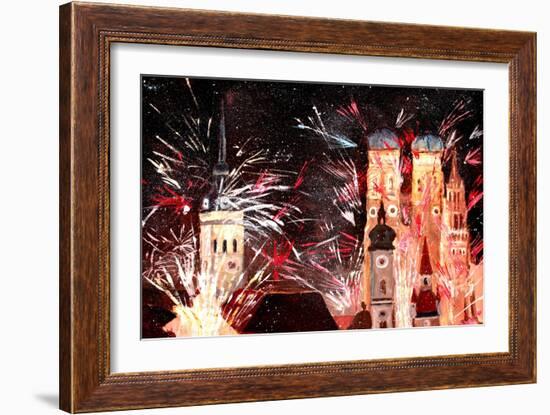 Fireworks in Munich-Markus Bleichner-Framed Art Print