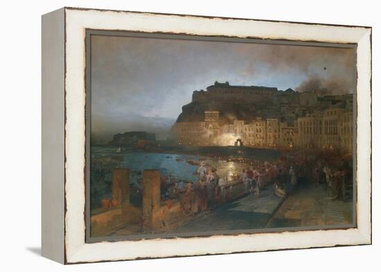 Fireworks in Naples, 1875-Oswald Achenbach-Framed Premier Image Canvas