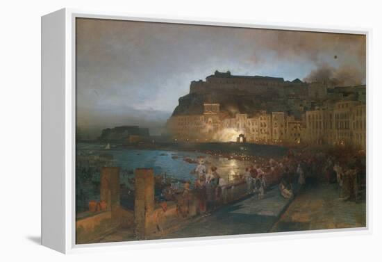 Fireworks in Naples, 1875-Oswald Achenbach-Framed Premier Image Canvas