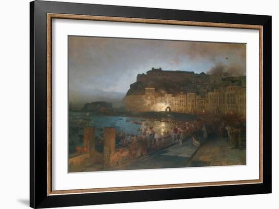 Fireworks in Naples, 1875-Oswald Achenbach-Framed Giclee Print