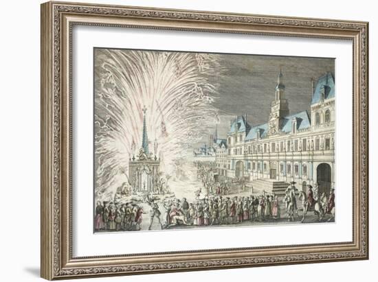Fireworks in Paris to Celebrate the Beginning of Peace and the End of the Seven Year War-null-Framed Giclee Print