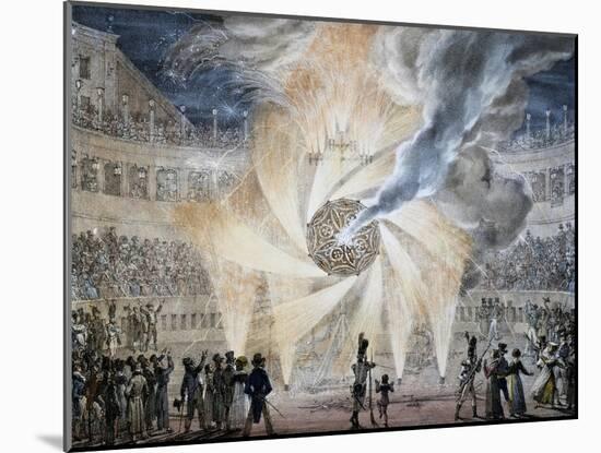 Fireworks in Rome in 1820,s by Thomas, Italy, 19th Century-null-Mounted Giclee Print