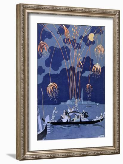 'Fireworks in Venice', 1924-Georges Barbier-Framed Giclee Print