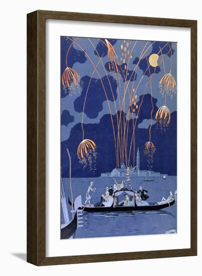 'Fireworks in Venice', 1924-Georges Barbier-Framed Giclee Print