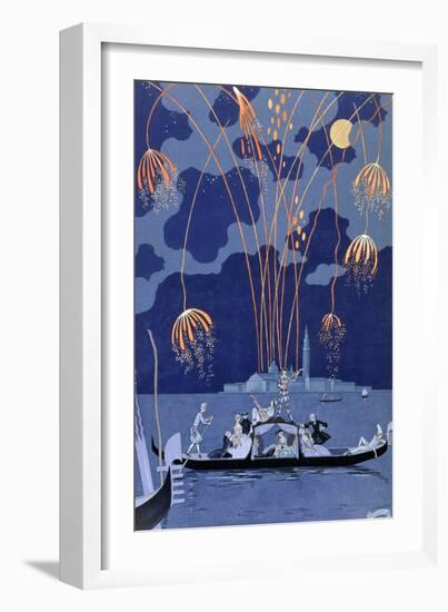 'Fireworks in Venice', 1924-Georges Barbier-Framed Giclee Print