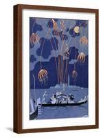 Fireworks in Venice, Illustration for Fetes Galantes by Paul Verlaine 1924-Georges Barbier-Framed Giclee Print