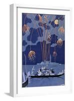 Fireworks in Venice, Illustration for Fetes Galantes by Paul Verlaine 1924-Georges Barbier-Framed Giclee Print