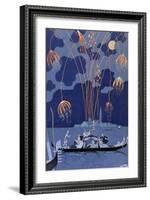 Fireworks in Venice, Illustration for Fetes Galantes by Paul Verlaine 1924-Georges Barbier-Framed Giclee Print