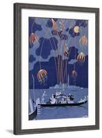 Fireworks in Venice, Illustration for Fetes Galantes by Paul Verlaine 1924-Georges Barbier-Framed Giclee Print