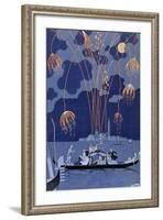 Fireworks in Venice, Illustration for Fetes Galantes by Paul Verlaine 1924-Georges Barbier-Framed Giclee Print