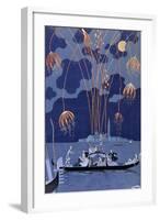 Fireworks in Venice, Illustration for Fetes Galantes by Paul Verlaine 1924-Georges Barbier-Framed Giclee Print