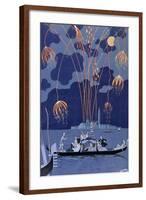 Fireworks in Venice, Illustration for Fetes Galantes by Paul Verlaine 1924-Georges Barbier-Framed Giclee Print