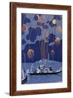 Fireworks in Venice, Illustration for Fetes Galantes by Paul Verlaine 1924-Georges Barbier-Framed Giclee Print