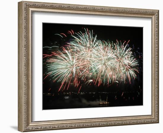 Fireworks Light Up the Night Sky after the Opening Ceremony for the Vancouver 2010 Olympics-null-Framed Photographic Print